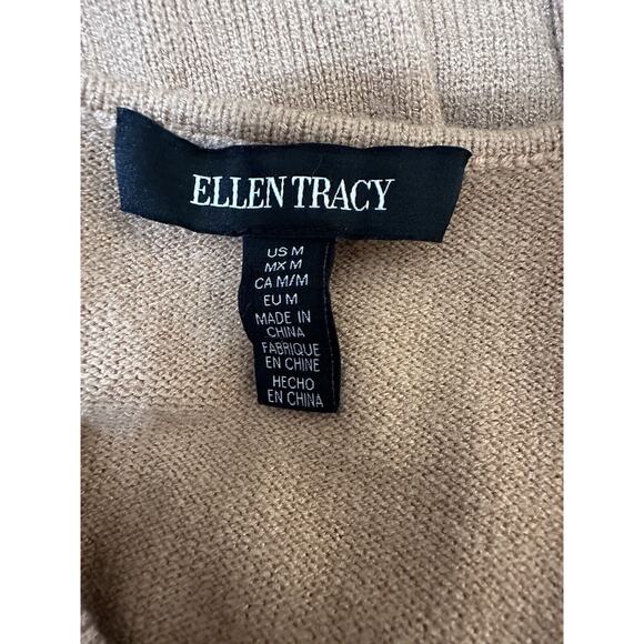 Ellen Tracy V-Neck Cable Knit Sweater Camel Tan NWT MSRP $89.00 Medium Plush - Picture 7 of 12